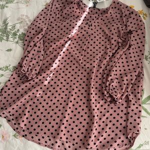 Adrianna Papel Blush and Black Polka Dot Blouse
